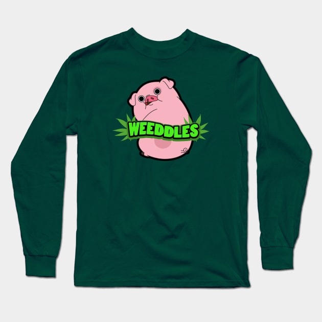 WEEDDLES (waddles smoking weed) Long Sleeve T-Shirt by BeardDesign
